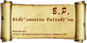 Blázsovits Polixéna névjegykártya